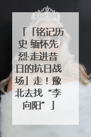 「铭记历史 缅怀先烈·走进昔日的抗日战场」走！豫北去找“李向阳”