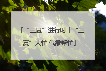 “三夏”进行时丨“三夏”大忙 气象帮忙