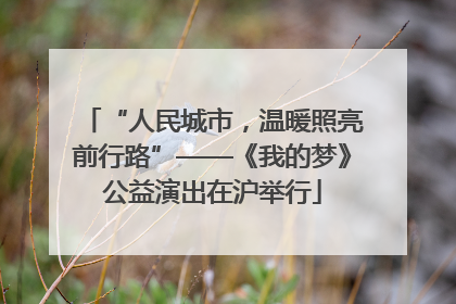 “人民城市，温暖照亮前行路”——《我的梦》公益演出在沪举行