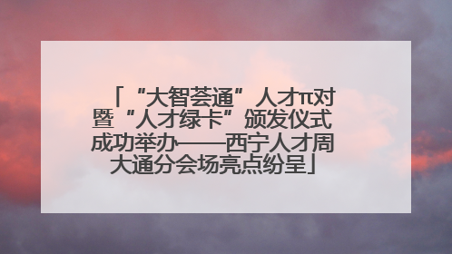 “大智荟通”人才π对暨“人才绿卡”颁发仪式成功举办——西宁人才周大通分会场亮点纷呈