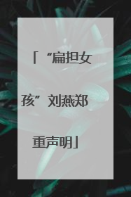 “扁担女孩”刘燕郑重声明