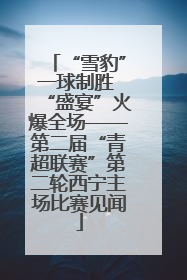 “雪豹”一球制胜 “盛宴”火爆全场——第二届“青超联赛”第二轮西宁主场比赛见闻