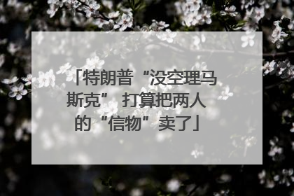 特朗普“没空理马斯克” 打算把两人的“信物”卖了
