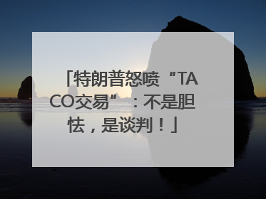 特朗普怒喷“TACO交易”：不是胆怯，是谈判！