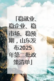 稳就业、稳企业、稳市场、稳预期，山东发布2025年第二批政策清单