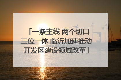一条主线 两个切口 三位一体 临沂加速推动开发区建设领域改革