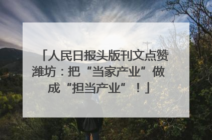 人民日报头版刊文点赞潍坊：把“当家产业”做成“担当产业”！