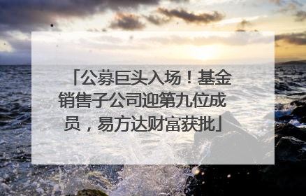 公募巨头入场！基金销售子公司迎第九位成员，易方达财富获批