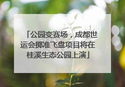 公园变赛场，成都世运会掷准飞盘项目将在桂溪生态公园上演