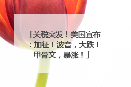 关税突发！美国宣布：加征！波音，大跌！甲骨文，暴涨！