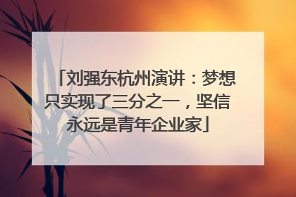 刘强东杭州演讲：梦想只实现了三分之一，坚信永远是青年企业家