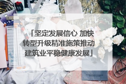 坚定发展信心 加快转型升级精准施策推动建筑业平稳健康发展