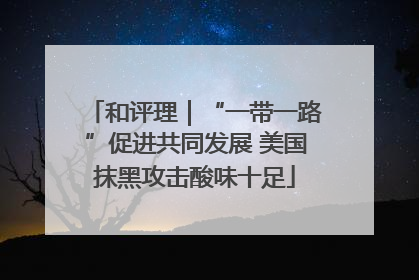 和评理｜“一带一路”促进共同发展 美国抹黑攻击酸味十足