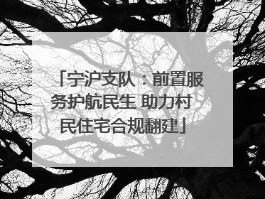 宁沪支队：前置服务护航民生 助力村民住宅合规翻建