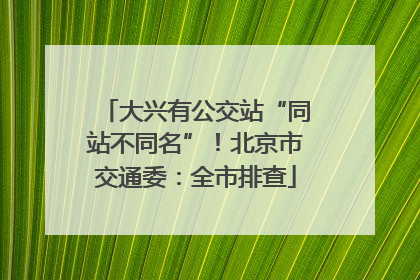 大兴有公交站“同站不同名”！北京市交通委：全市排查