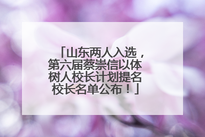山东两人入选，第六届蔡崇信以体树人校长计划提名校长名单公布！