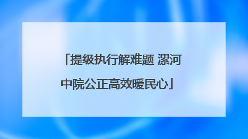 提级执行解难题 漯河中院公正高效暖民心