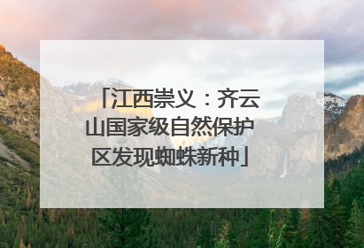 江西崇义：齐云山国家级自然保护区发现蜘蛛新种