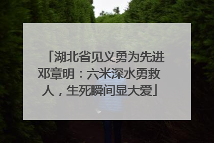 湖北省见义勇为先进邓章明：六米深水勇救人，生死瞬间显大爱