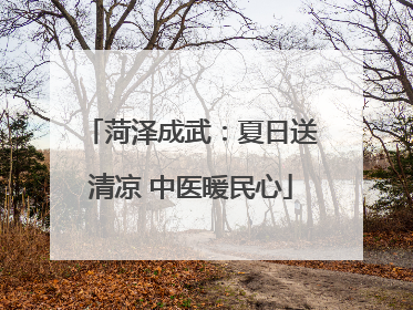 菏泽成武：夏日送清凉 中医暖民心