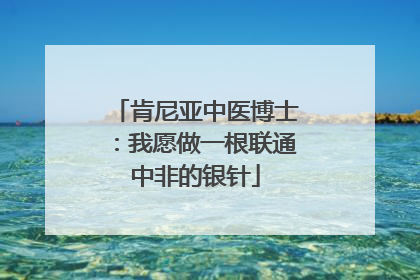 肯尼亚中医博士：我愿做一根联通中非的银针