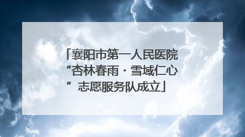 襄阳市第一人民医院“杏林春雨・雪域仁心”志愿服务队成立