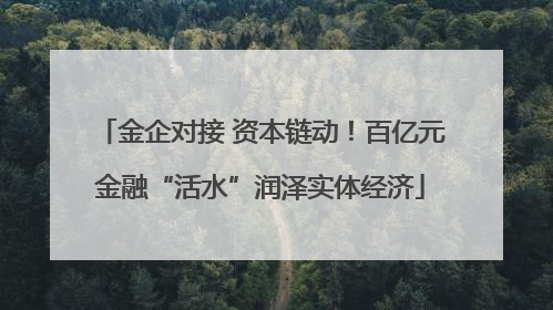 金企对接 资本链动！百亿元金融“活水”润泽实体经济