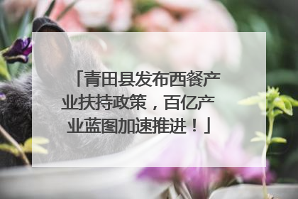 青田县发布西餐产业扶持政策，百亿产业蓝图加速推进！
