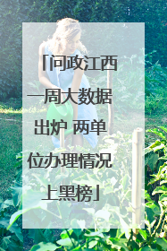 问政江西一周大数据出炉 两单位办理情况上黑榜