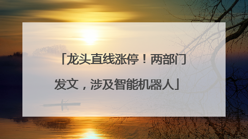 龙头直线涨停！两部门发文，涉及智能机器人