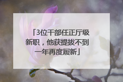 3位干部任正厅级新职，他获提拔不到一年再度履新