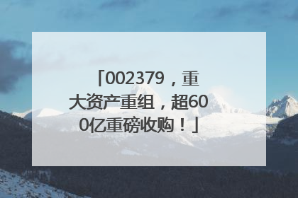 002379，重大资产重组，超600亿重磅收购！