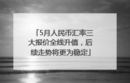 5月人民币汇率三大报价全线升值，后续走势将更为稳定