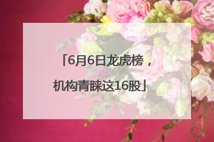6月6日龙虎榜，机构青睐这16股